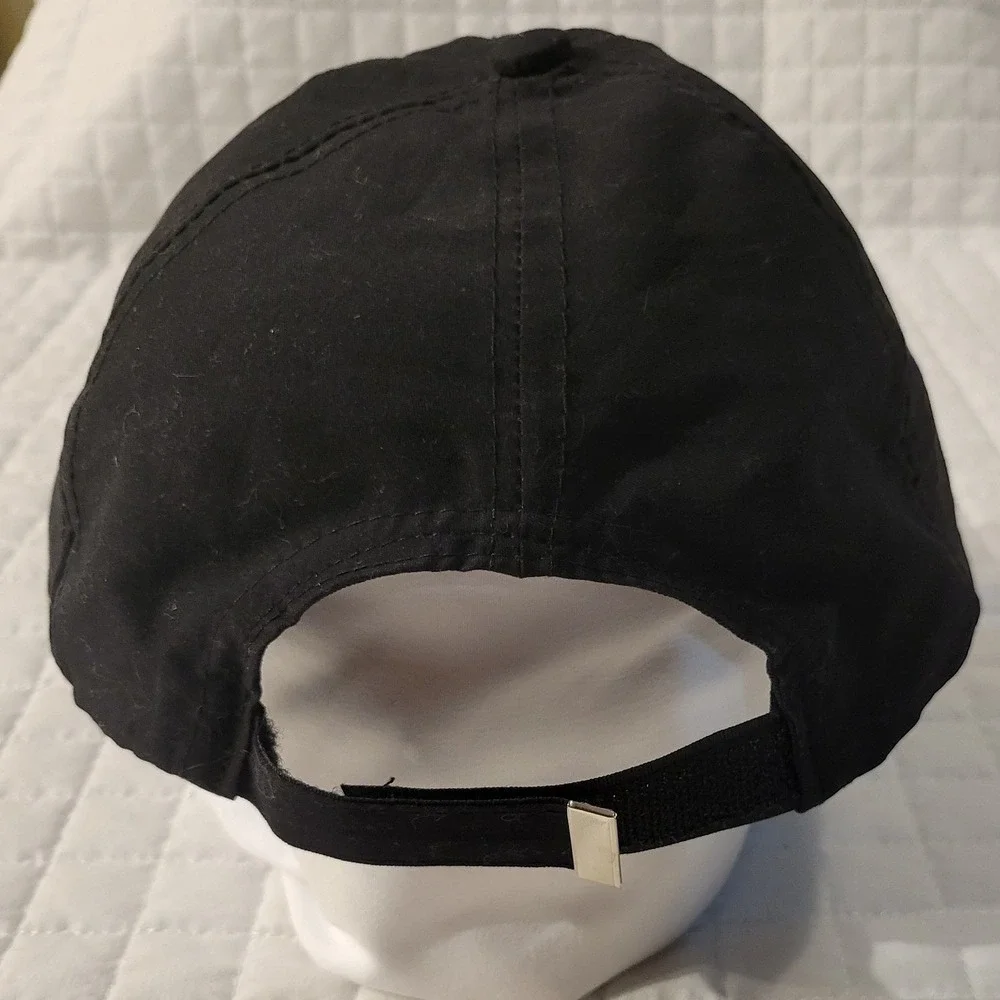 Adidas Climalite Black Baseball Cap White Logo Hook & Loop Adjustable Sporty Hat